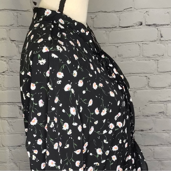 Lane Bryant Black Daisy Aster Flower Print Long Sleeve Blouse 14 NWOT - Picture 12 of 16